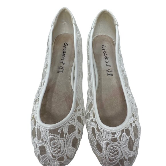 Greatonu Women's Flats Cut Out Round Toe Slip On Floral Ballet Flat Size 5.5 - Picture 7 of 11